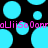 Pixelated cyan circles float on black background with pink text repeating 'UiiSoDonn' in horizontal band.