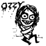 Black-and-white cartoon character with wild hair, wide eyes, and a broad grin in dynamic pose; text "J3ZQ" appears above the figure.