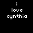 Four pixelated display "i love cynthia" text in white on black, dark red, bright red, and deep red backgrounds