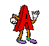 Animated contact sheet of a red letter A character with brown limbs, white gloves, purple shoes, and green ankle bands performing various poses against a gray background.