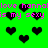 Green background with repeating black heart shapes and pink text reading "love hanna love hanna is my sexy is my sexy" in pixelated font.