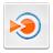 Pixelated orange fish with blue circular outline on white background, no visible text or animation