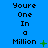 Blue background with pixelated text 'Youre One In a Million' and green symbols changing across frames.