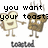 Pixelated toast characters with arms and legs, one light-colored and one brown, interacting with text overlays on a white background.
