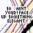 A 4x4 contact sheet of animated frames showing repeated text "50 PAINT YOUR FACE UP SOMETHING ELEGANT" over a colorful striped background with black brush strokes.