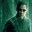 six identical pixelated images showing a person in dark sunglasses and a greenish shirt against a teal background, with one empty gray