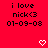 Red background with repeated text "i love nick<3 01-09-08" and white pixelated heart symbols in different positions across frames.