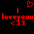 Red pixelated text and symbols on black background with heart above 'i' letters and '<33' below 'loveyouu'