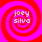 Four identical red and pink spiral patterns arranged in a , each containing white text reading 'joey silva' in pixelated font