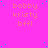 A static image with a bright pink background featuring repeated text and small blue dots.