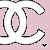 Pixelated white stylized 'CC' letters on light pink background with small black-and-white heart icons below.