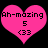 Two identical pink heart-shaped icons with black text and symbols on a black background, each displaying "Ah-mazing" at the top, "5" in the middle, and "<33" at the bottom.