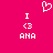 A static pixel art image with a bright pink background featuring two identical white text-based icons and one heart symbol above them.