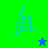 Pixelated text 'I Jare Jack' in light blue on green and blue backgrounds with a star symbol changing color between frames.