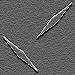 Two diagonal metallic objects on a textured gray background, rendered in grayscale with pixelated edges and varying lightness levels.