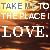 Pixelated text reads "TAKE IT TO THE PLACE I LOVE." over a blurred gradient background with warm tones.