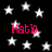Black background with white stars and four instances of pink text reading 'Katie' in pixelated font.