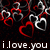 Pixelated icon with red and white heart shapes on a dark background, featuring the text 'i.love.you' at the bottom.