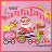 Santa Claus in red suit rides a horse-drawn cart with pink and brown details under a rainbow arch on pink background.