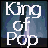 Animated sequence of a silhouetted figure dancing against a blue-purple gradient background with 'King of Pop' text in top-left corner.