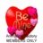 Red heart-shaped icon with 'Be Mine' text, surrounded by smaller pink hearts and grayed-out bottom text.