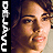 Pixelated portrait of a person with brown hair and light skin, side profile facing right, against dark background with vertical white text on left.