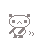 Pixelated panda mascot animation frames showing walking motion with hand gestures on gray background.