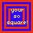 Four identical pixelated square icons arranged in a , each displaying 'your 50 square!' text within nested red and blue borders