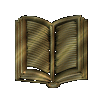 Five identical open book icons with textured pages and metallic gold-brown covers arranged in two on a light gray background