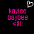 Pixelated pink text 'kaylee baybee <8<:' on black background with white heart symbol above left text block.