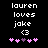 Pixelated text and symbols on black background with pink heart icons changing position between two states.