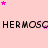 Pink background with repeated black text 'HERMOSC' and scattered pink stars, some of which move across the frame.