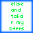 Green pixelated text on white background with blue border, arranged in four identical showing 'elise and talia r my bffs' in a