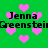 Green background with pink pixelated hearts and repeated black text reading "Jenna Greenstein" in a pattern