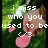 Pixelated image with green foliage background, pink flower-like shapes, and white text reading 'i miss who you used to be' overlaid on a blurred figure.