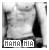 Black-and-white pixelated image of a shirtless male torso with visible abdominal muscles, text "MAMA MIA" below.