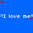 Blue background with repeated white text "I love me" and scattered red and blue stars, partially cropped on the right.