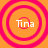 Four identical circular icons with concentric rings on an orange background, each containing the text 'Tina' in white.
