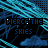 Animated icon with diagonal blue streaks over dark background, repeating 'PIERCE THE SHIES' text and small white symbols in a pattern