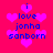 Pixelated pink background with blue text reading 'i love jonha sanborn' and scattered purple hearts, two identical static frames shown side-by-side.
