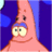 A 2x2 contact sheet of a pixelated animated icon featuring Patrick Star from Spongebob Squarepants with text overlays on bright pink backgrounds.