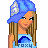 A 3x3 contact sheet of a pixelated animated buddy icon featuring a cartoon girl and blue text phrases on white backgrounds with small heart icons, displayed against a gray background.