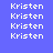Pixelated text 'Kristen' repeated across a blue background with cyan highlight bars in different positions.