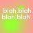 A static image with a gradient background transitioning between pink and green, displaying repeated white pixelated text "blah.blah." in four quadrants.