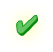 Two circular white icons with green checkmark symbols, one with a subtle yellow glow effect on the left icon.