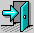 Pixelated animation of a teal door with a white doorknob opening and closing, accompanied by a cyan arrow moving through the doorway.