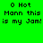 Green background with pixelated text reading "O Hot Mann this is my Jam!" in black, featuring a central orange glow effect.