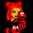 Pixelated buddy icon featuring a red-haired character holding Elmo, with green text 'Original Icons .com' on the right side against dark backgrounds.