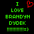 Green pixelated text on black background reads 'I LOVE BRANDYN DYDEK' with red heart symbol above 'I' and '!!!!!!!!!!=)' below, two identical frames side-by-side.