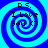 Four identical blue and cyan spiral patterns with text overlay reading "P.S. I Love You <3" in pixelated font.